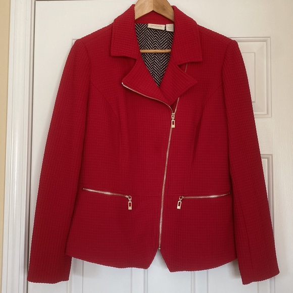 Chicos red lined knit moto style jacket - Picture 2 of 10